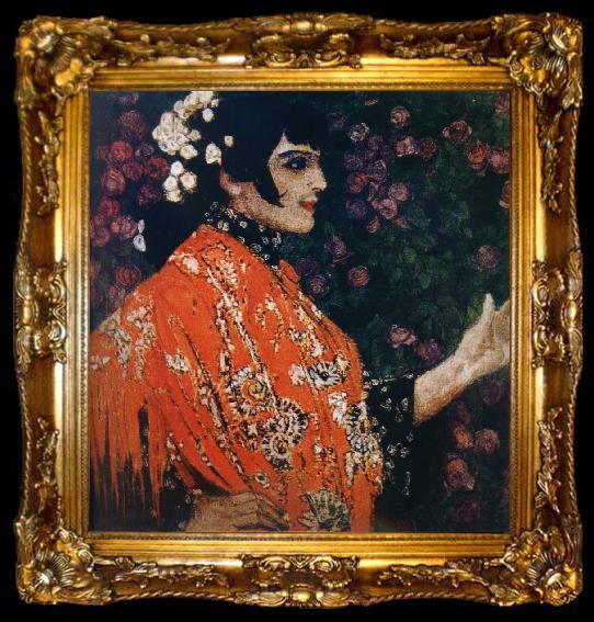 framed  Alexander Yakovlevich GOLOVIN The Woman of spanish had on a shawl red, ta009-2